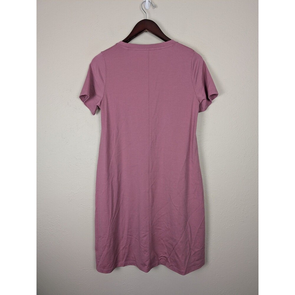 Woolx Georgie T-Shirt Dress Womens Medium Pink Merino Wool Short Sleeve Pockets - Picture 3 of 7